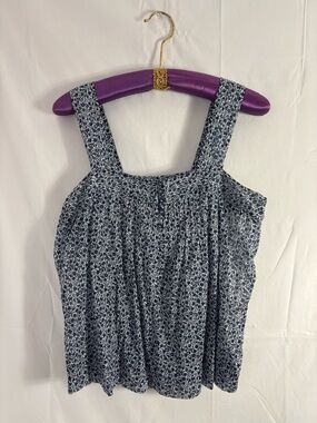 Margaret O’Leary 100% Cotton Floral Square Neck Modest Boho Tank Top Size S-M